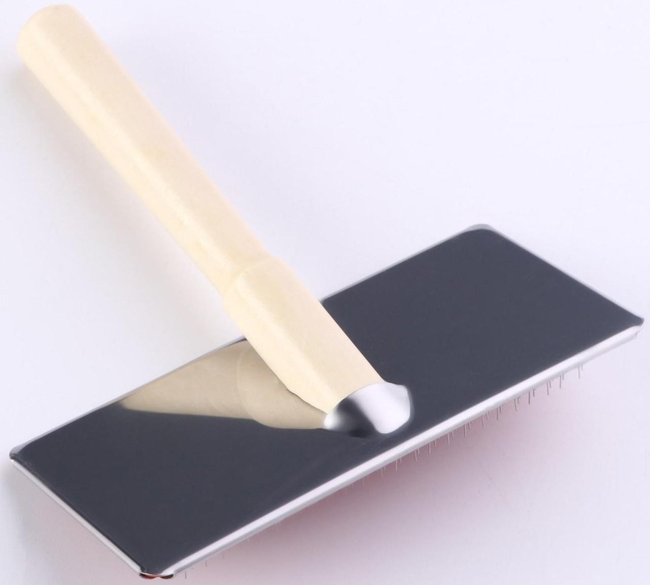 Пуходерка Wood большая без капель, деревянная ручка, 12 х 13 см, микс