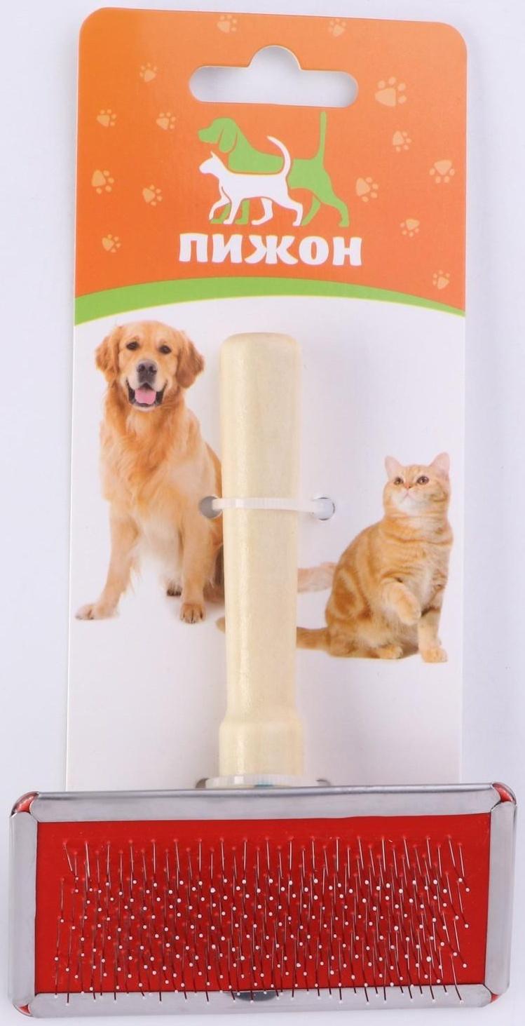 Пуходерка Wood большая без капель, деревянная ручка, 12 х 13 см, микс