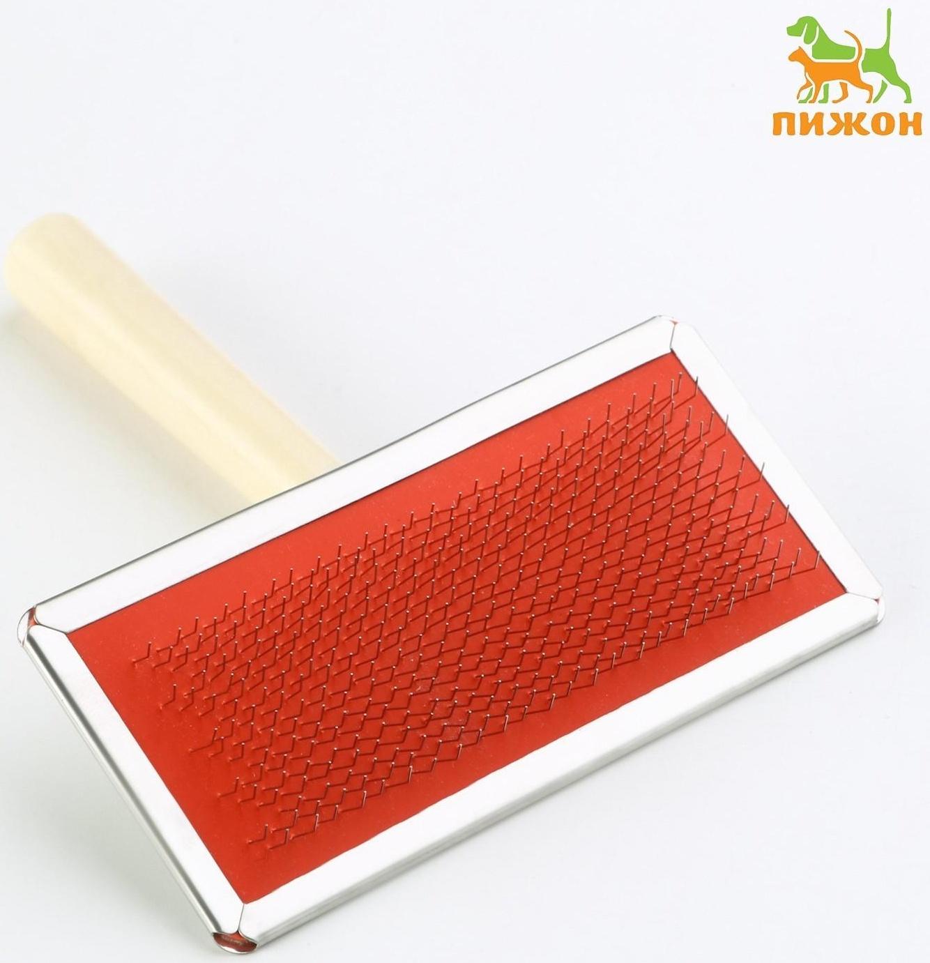 Пуходерка Wood большая без капель, деревянная ручка, 12 х 13 см, микс