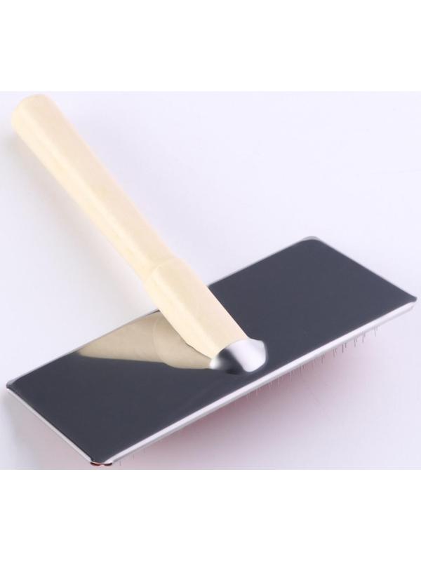 Пуходерка Wood большая без капель, деревянная ручка, 12 х 13 см, микс