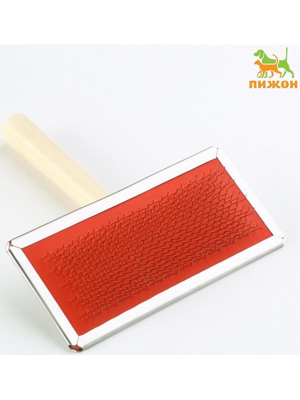 Пуходерка Wood большая без капель, деревянная ручка, 12 х 13 см, микс