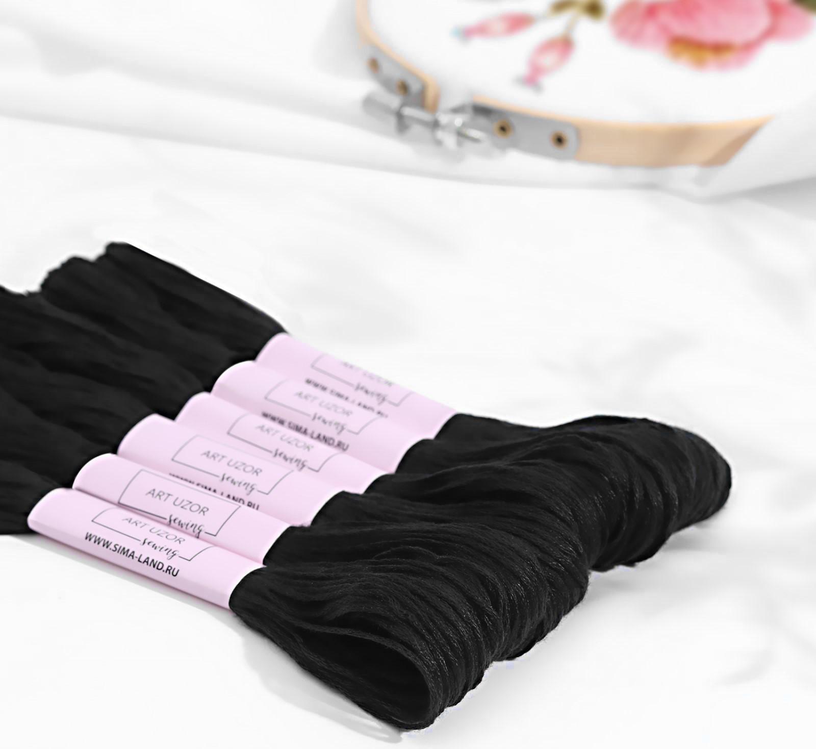 Нитки мулине, 8 ± 1 м, цвет чёрный №310