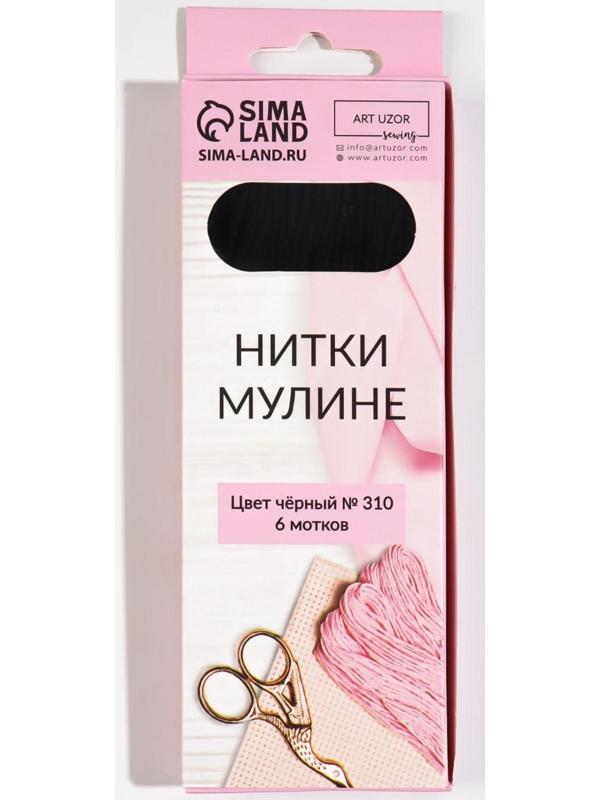 Нитки мулине, 8 ± 1 м, цвет чёрный №310