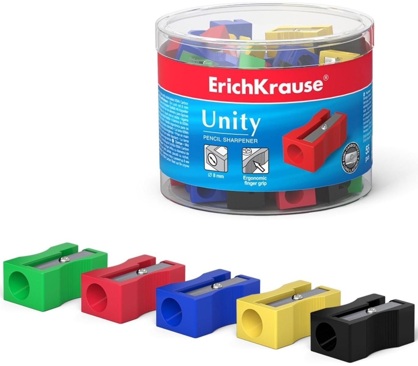 Точилка 1 отверстие ErichKrause Unity, отверстие диаметром 8 мм, микс