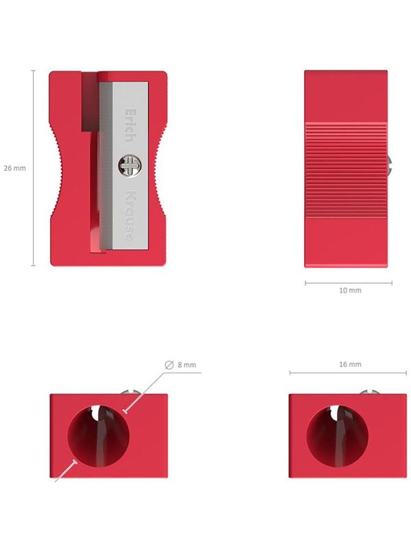 Точилка 1 отверстие ErichKrause Unity, отверстие диаметром 8 мм, микс