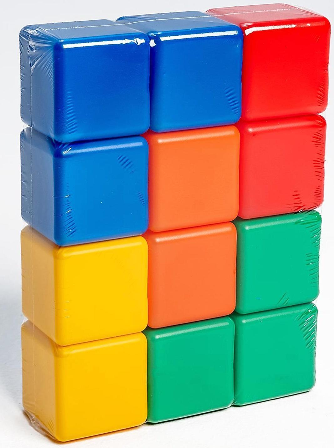 Набор цветных кубиков, 6 × 6 см, 12 штук