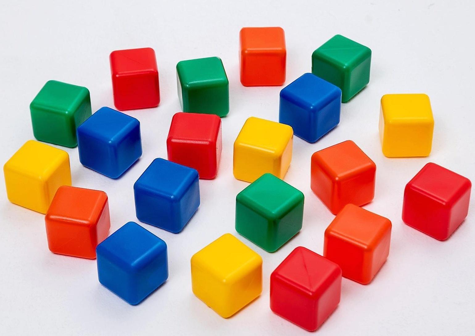 Набор цветных кубиков, 20 штук, 4 × 4 см