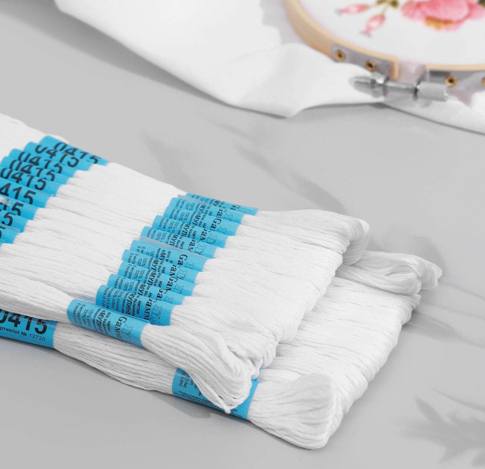 Нитки мулине, 8 ± 1 м, цвет белый №0415