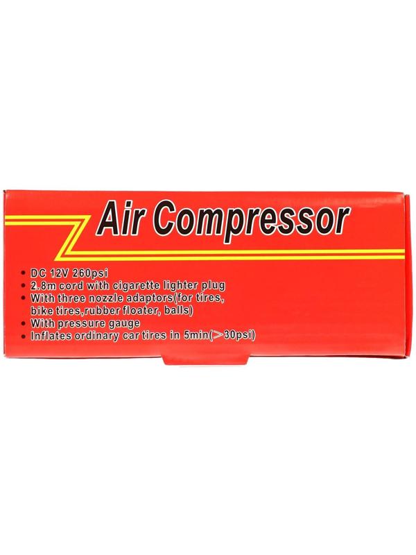 Компрессор автомобильный 18 л/мин, 10 А, провод 2.8 м, шланг 50 см
