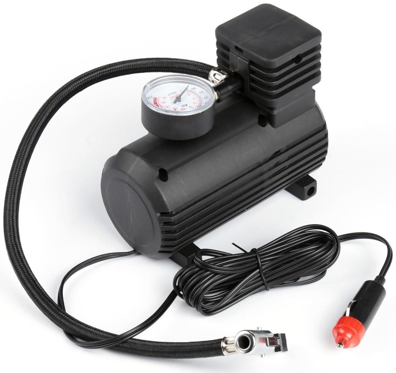 Компрессор автомобильный TORSO, 15 л/мин, провод 260 см, шланг 45 см, чёрный