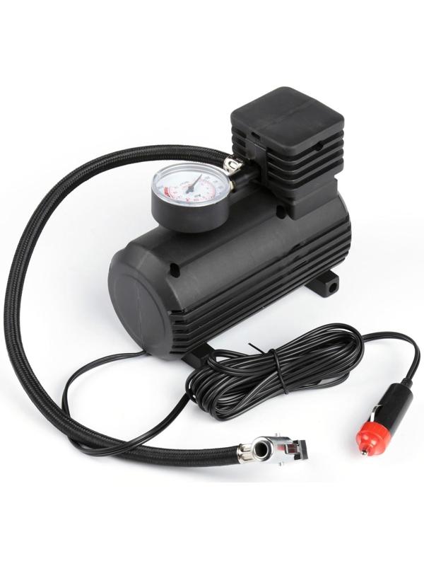 Компрессор автомобильный TORSO, 15 л/мин, провод 260 см, шланг 45 см, чёрный