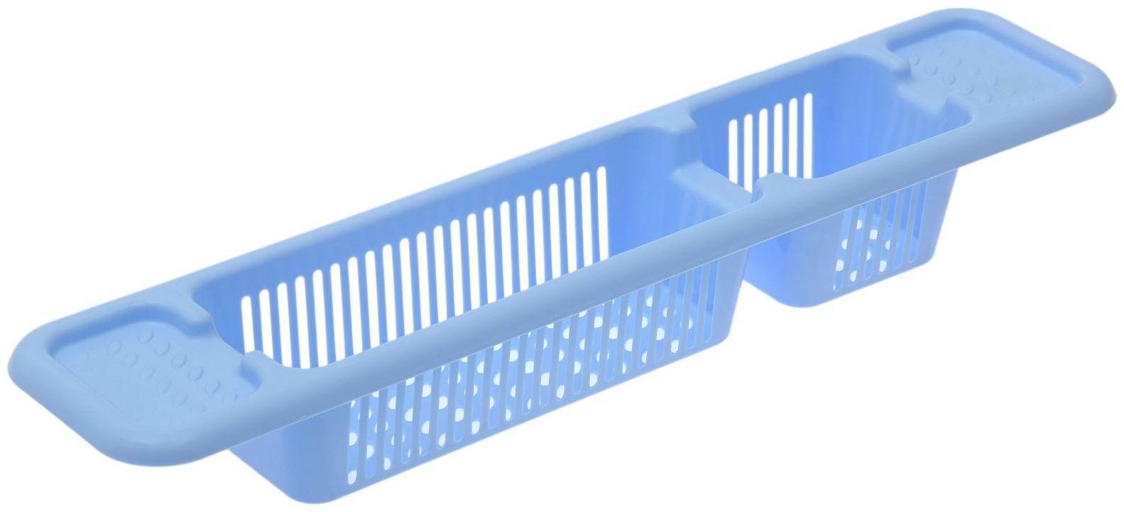 Полка на ванну, 71×15×10 см, цвет голубой