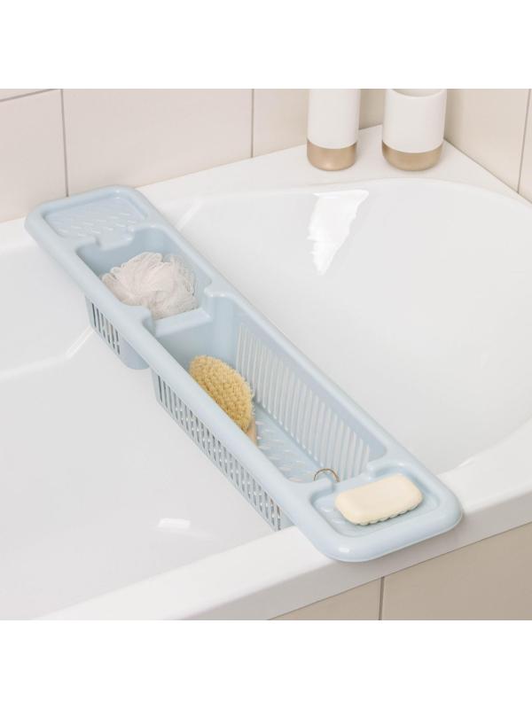 Полка на ванну, 71×15×10 см, цвет голубой