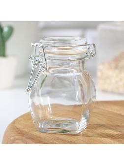 Банка стеклянная для сыпучих продуктов «Овал», 100 мл, 5,5×9 см, с бугельным замком