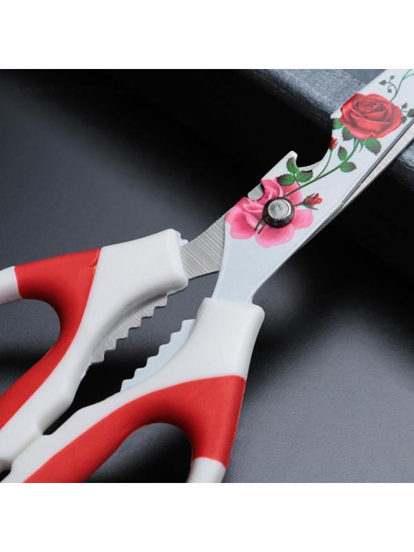 Ножницы кухонные с антиналипающим покрытием Доляна «Цветение», 22 см, цвет МИКС