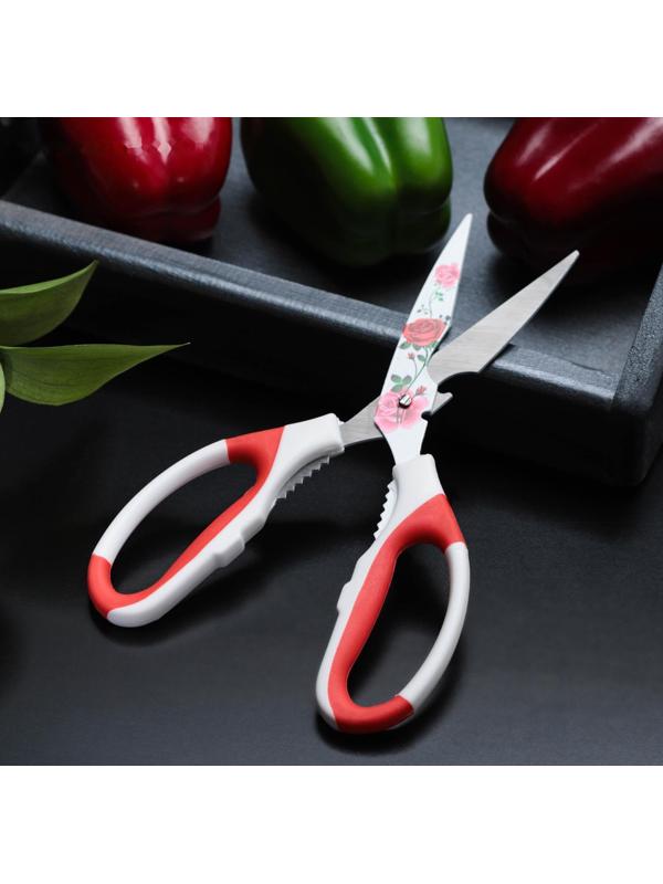 Ножницы кухонные с антиналипающим покрытием Доляна «Цветение», 22 см, цвет МИКС