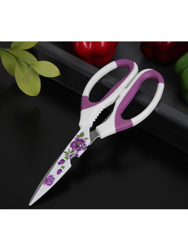 Ножницы кухонные с антиналипающим покрытием Доляна «Цветение», 22 см, цвет МИКС