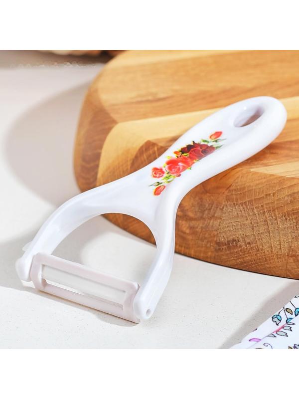 Овощечистка керамическая Доляна «Букет», 14 см, цвет белый