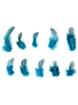 Набор перьев для декора 10 шт., размер 1 шт: 5 × 2 см, цвет бирюзовый с чёрным