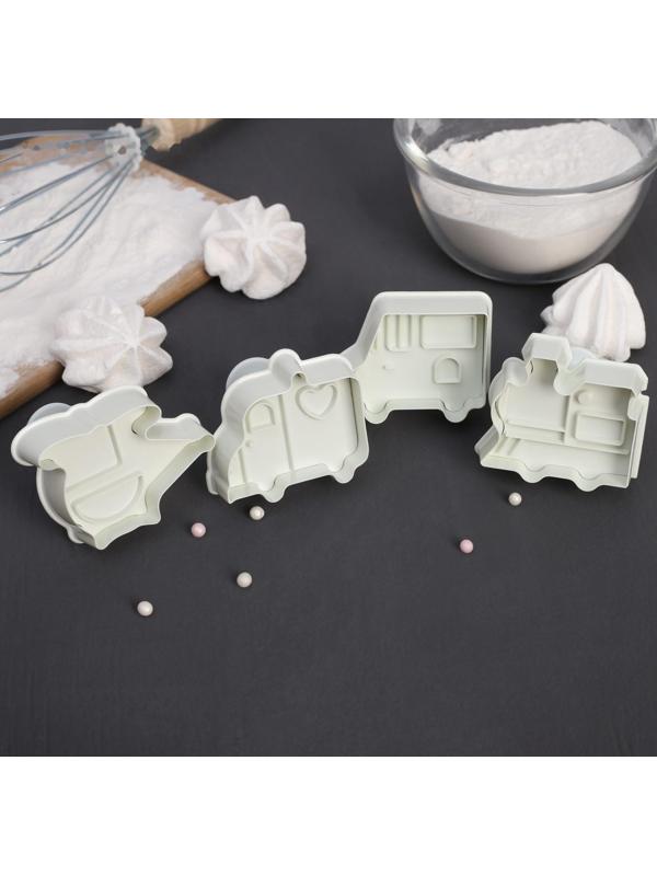 Набор плунжеров кондитерских Доляна «Машинки», 4 шт: 5×6 см