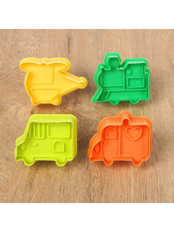 Набор плунжеров кондитерских Доляна «Машинки», 4 шт: 5×6 см