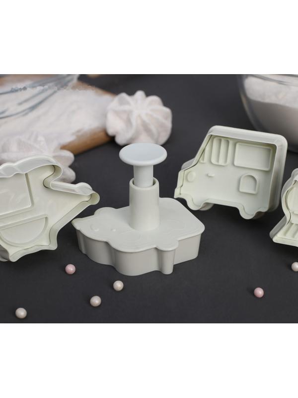 Набор плунжеров кондитерских Доляна «Машинки», 4 шт: 5×6 см