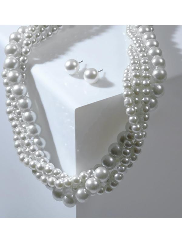 Набор 2 предмета: серьги, шар d=1, бусы 