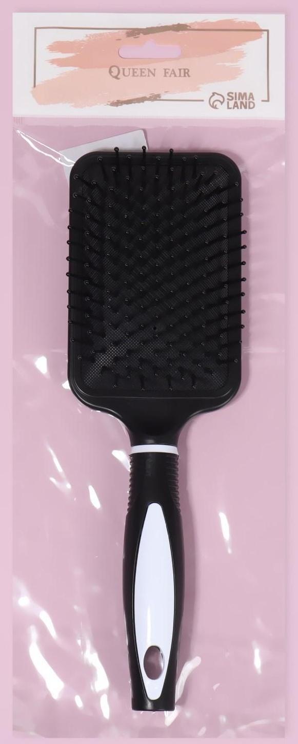 Расчёска массажная, 8 × 25 см, цвет чёрный/белый