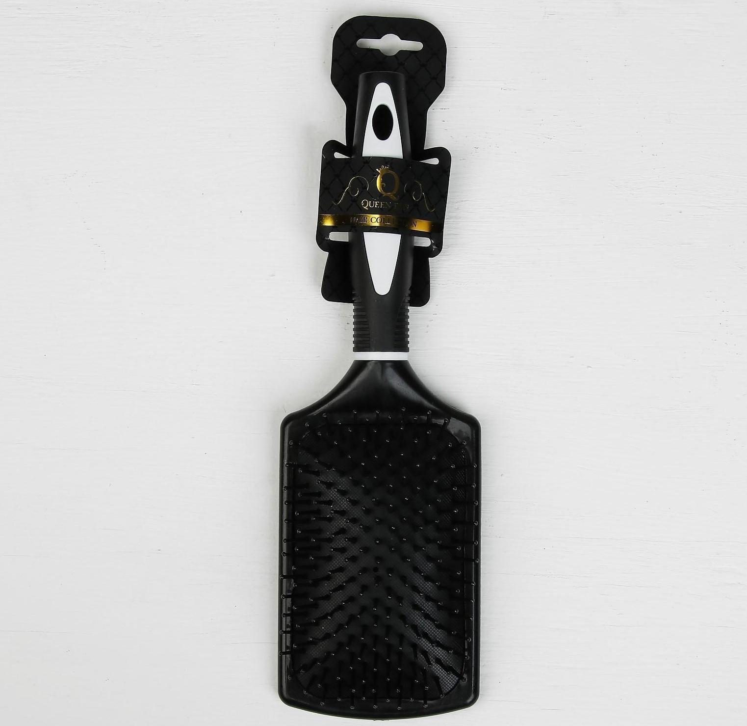 Расчёска массажная, 8 × 25 см, цвет чёрный/белый