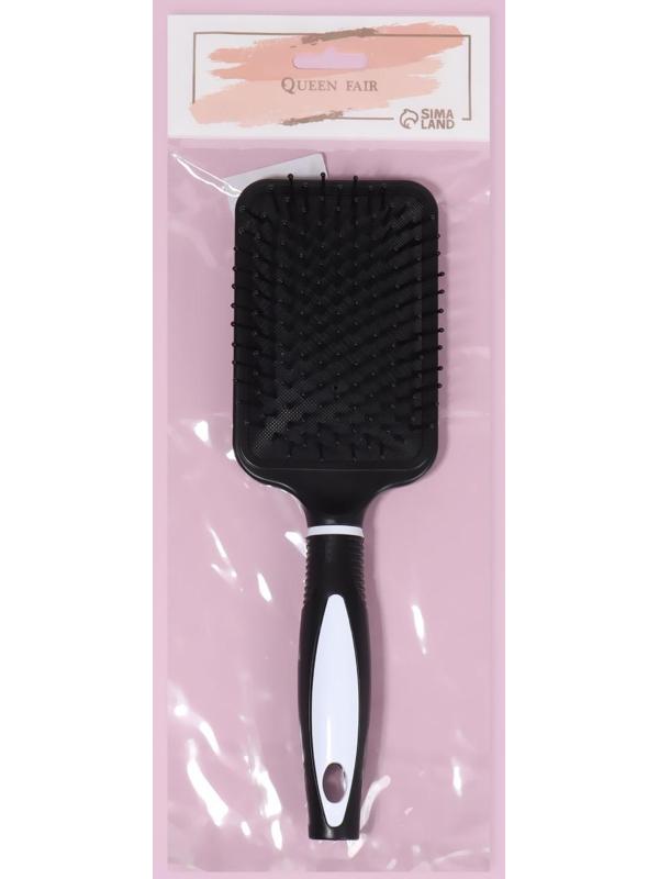 Расчёска массажная, 8 × 25 см, цвет чёрный/белый