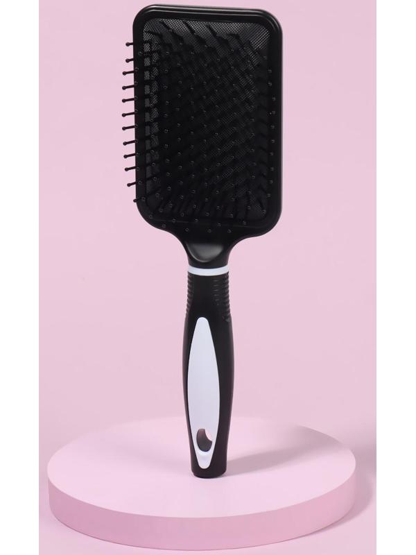 Расчёска массажная, 8 × 25 см, цвет чёрный/белый