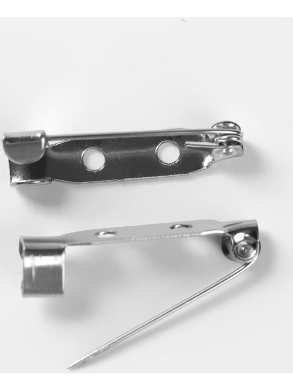 Основа для броши, 25 мм, 2 отверстия, 10 шт, цвет серебряный