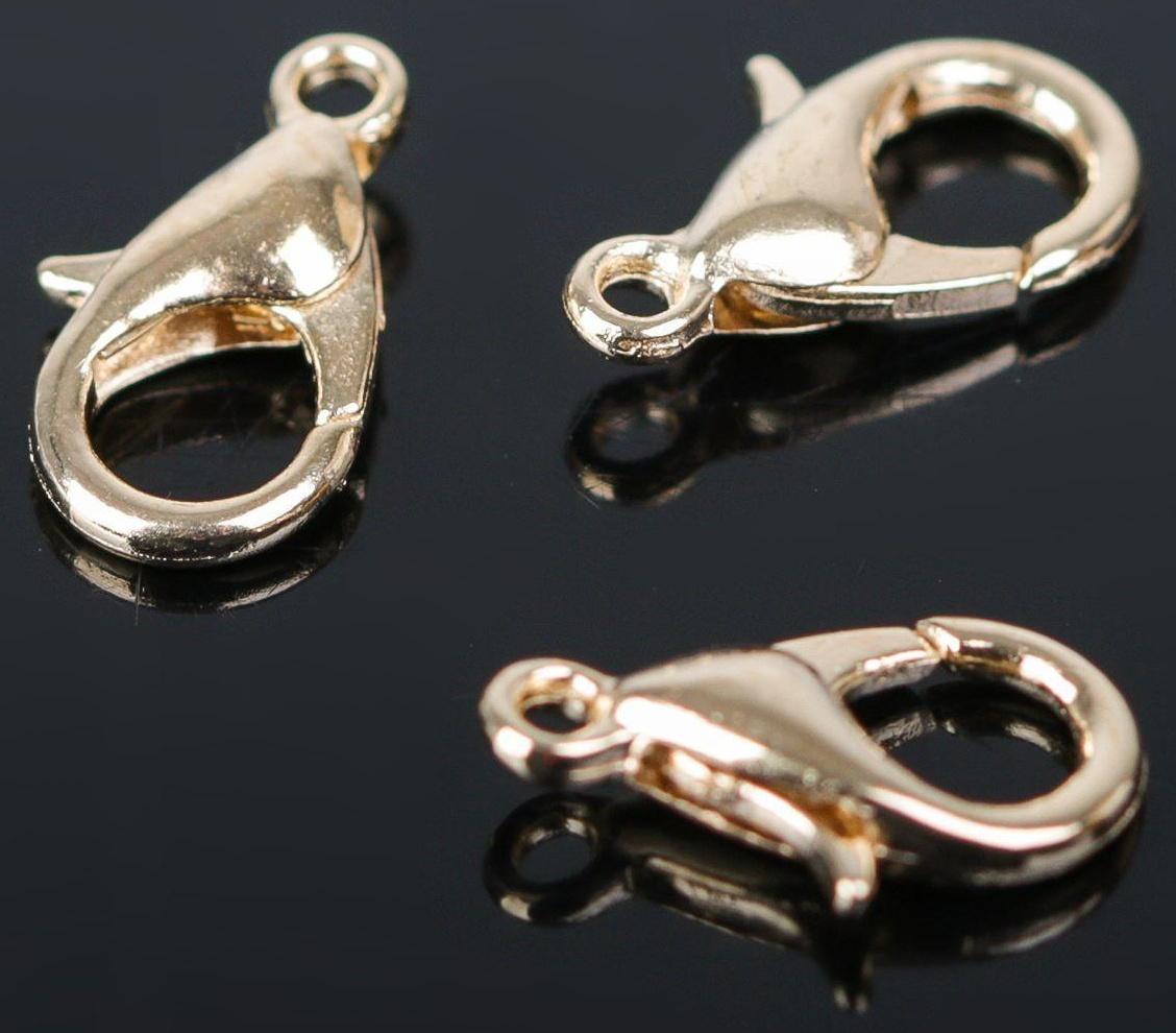 Замок-карабин (набор 10 шт), 12 х 7мм, цвет золото