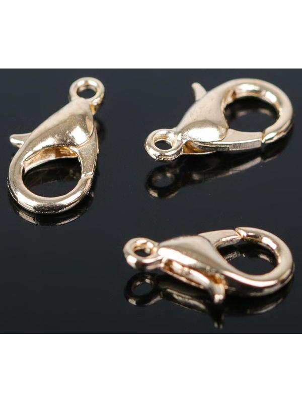 Замок-карабин (набор 10 шт), 12 х 7мм, цвет золото