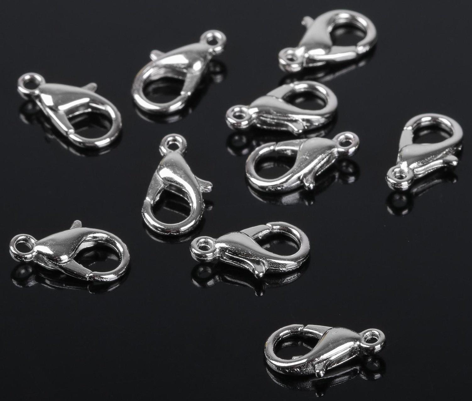 Замок-карабин, СМ-536 (набор 10шт), 12*8мм, цвет серебро