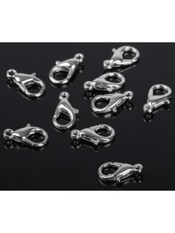 Замок-карабин, СМ-536 (набор 10шт), 12*8мм, цвет серебро