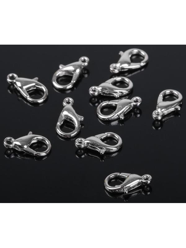 Замок-карабин, СМ-536 (набор 10шт), 12*8мм, цвет серебро