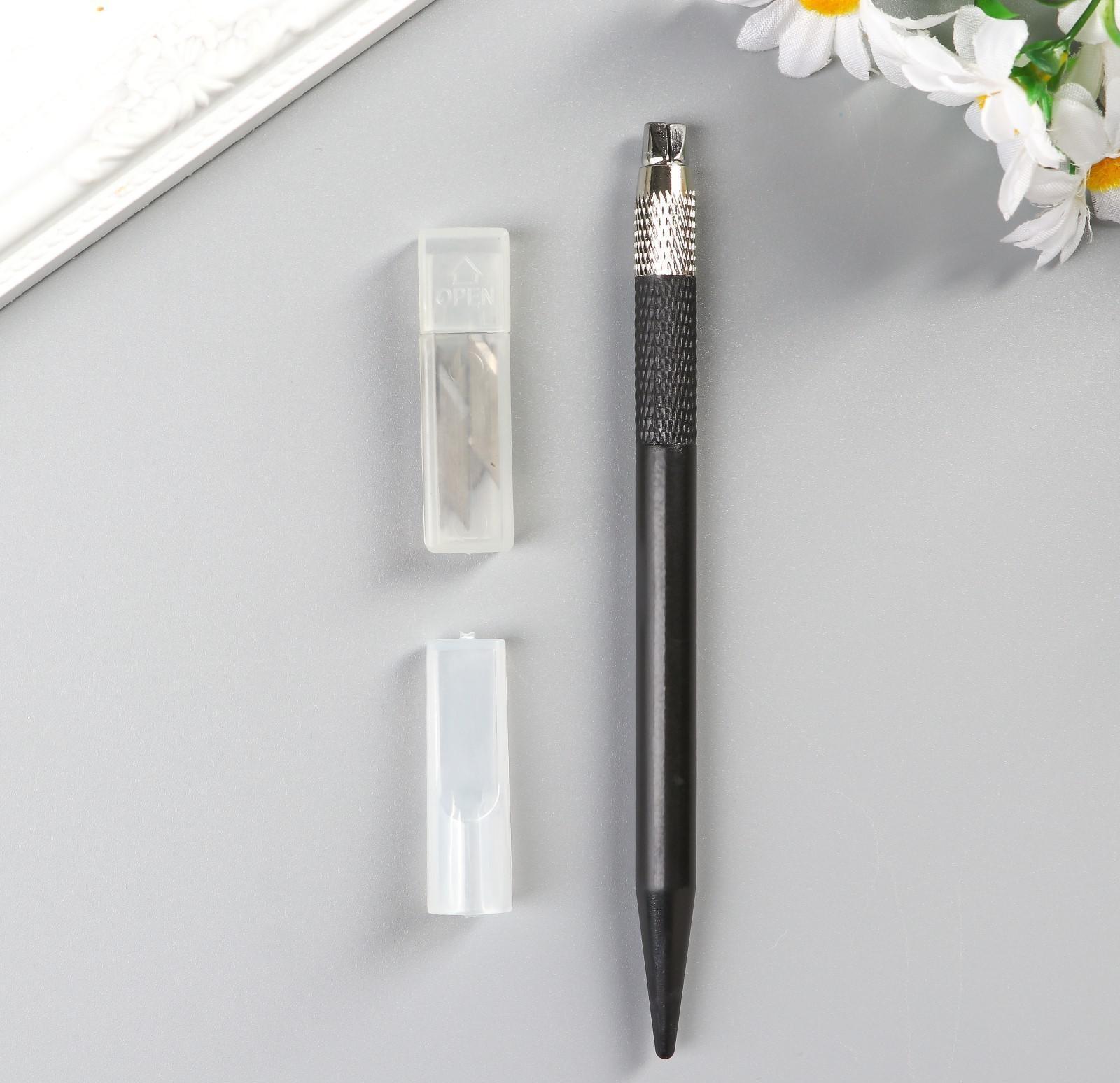 Инструмент д/творчества нож (карвинг) с колпачком+ 12 лезвий (4 мм,30 градусов) 19,5х5,5 см