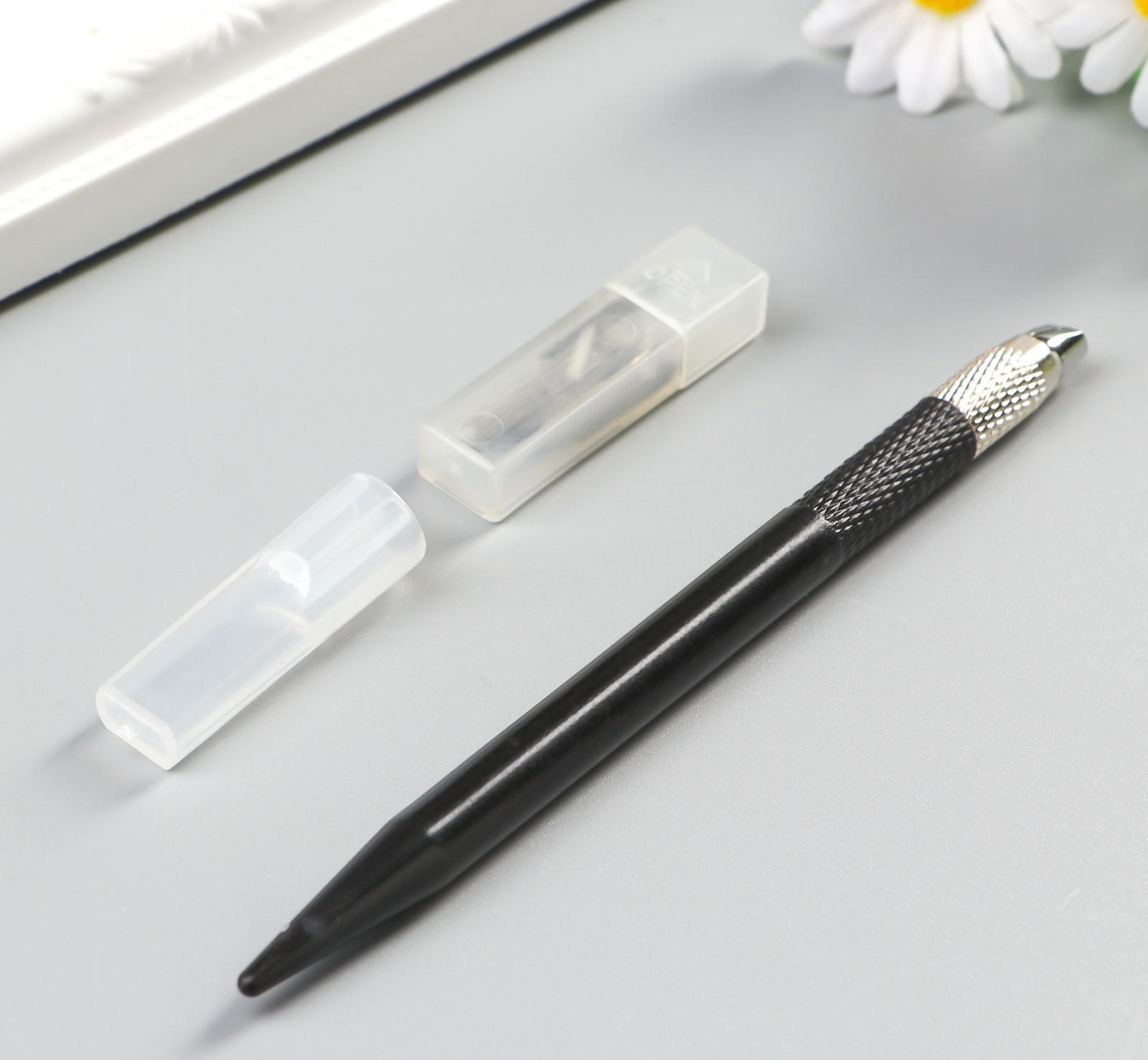 Инструмент д/творчества нож (карвинг) с колпачком+ 12 лезвий (4 мм,30 градусов) 19,5х5,5 см