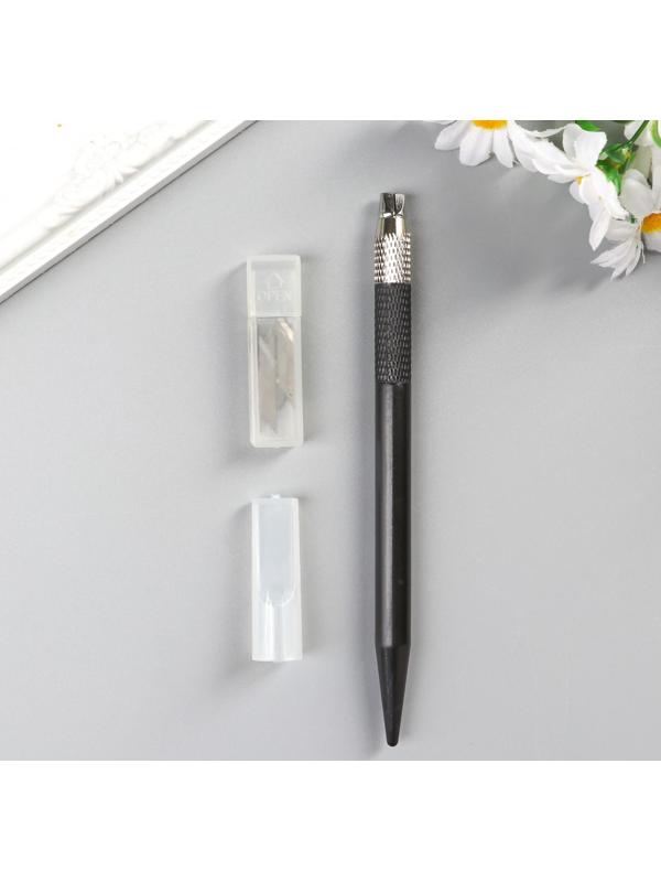 Инструмент д/творчества нож (карвинг) с колпачком+ 12 лезвий (4 мм,30 градусов) 19,5х5,5 см