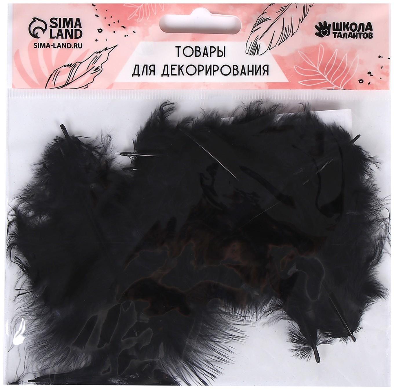 Набор перьев для декора 10 шт., размер 1 шт: 10 × 2 см, цвет чёрный