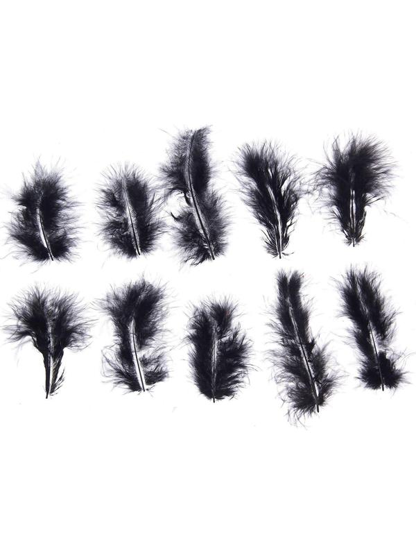 Набор перьев для декора 10 шт., размер 1 шт: 10 × 2 см, цвет чёрный
