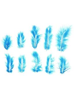 Набор перьев для декора 10 шт., размер 1 шт: 10 × 2 см, цвет голубой