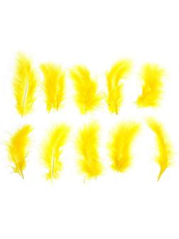 Набор перьев для декора 10 шт., размер 1 шт: 10 × 2 см, цвет жёлтый