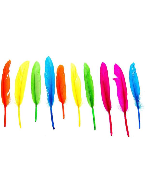 Набор перьев для декора 10 шт., размер 1 шт: 15 × 1,5 см, цвета МИКС