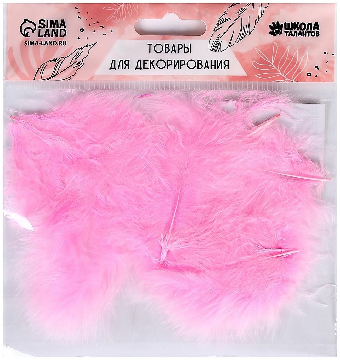 Набор перьев для декора 10 шт., размер 1 шт: 10 × 2 см, цвет розовый