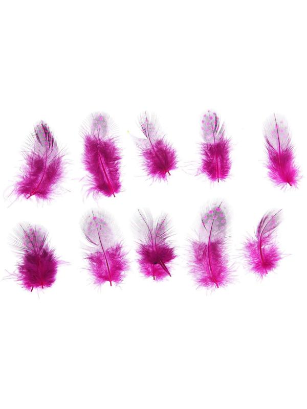 Набор перьев для декора 10 шт., размер 1 шт: 5 × 2 см, цвет розовый с чёрным