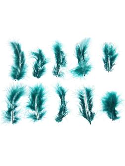 Набор перьев для декора 10 шт., размер 1 шт: 10 × 2 см, цвет изумрудный