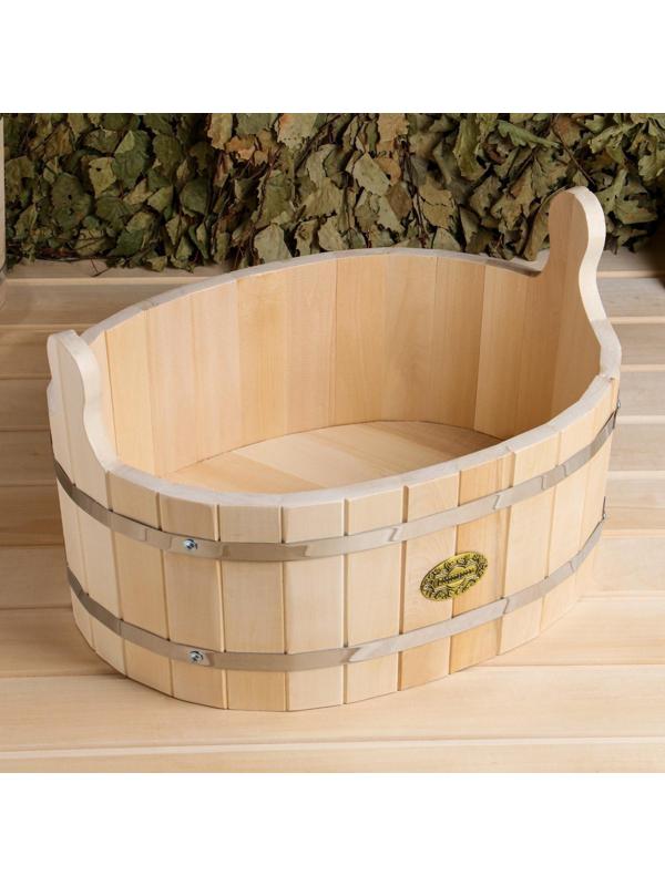 Шайка из липы, 15 л, овальная, нержавеющий обруч, 