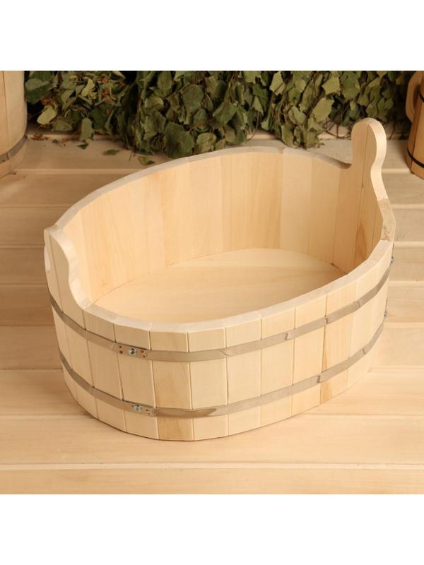 Шайка из липы, 15 л, овальная, нержавеющий обруч, 